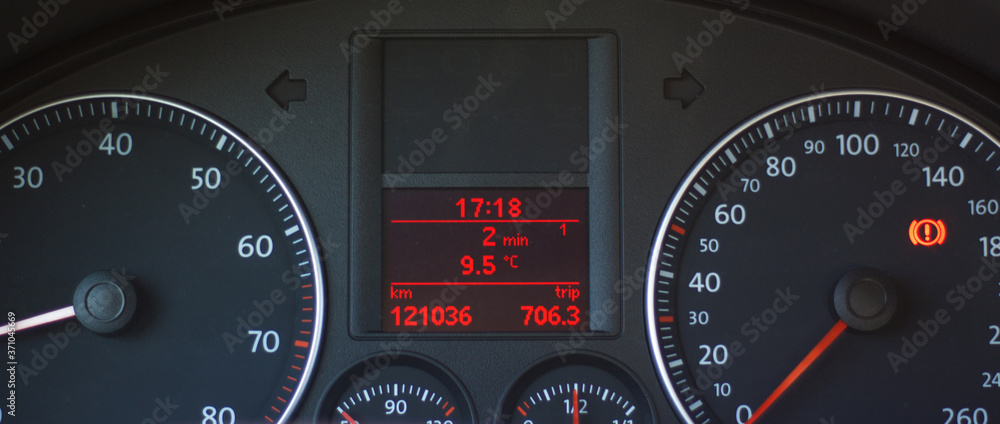 Fototapeta premium Speedometer in a car. Control panel. Car dashboard.
