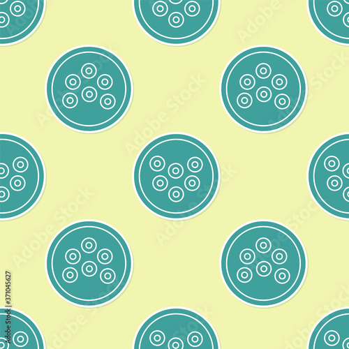 Green Caviar on a plate icon isolated seamless pattern on yellow background. Vector..