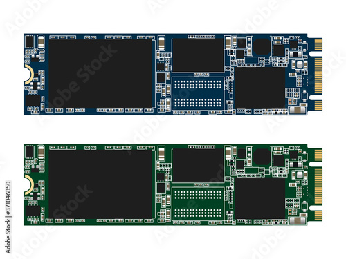 M.2 solid state drive (SSD) isolated on white background, vector illustration