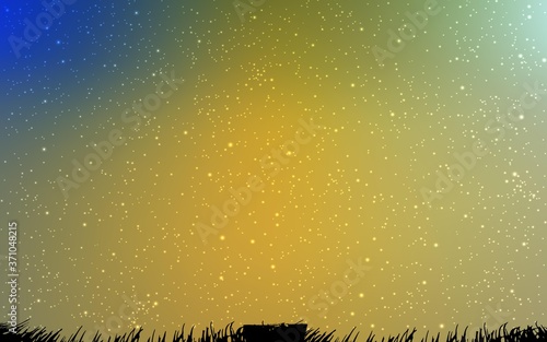 Light Blue, Yellow vector layout with cosmic stars. Blurred decorative design in simple style with galaxy stars. Pattern for futuristic ad, booklets.