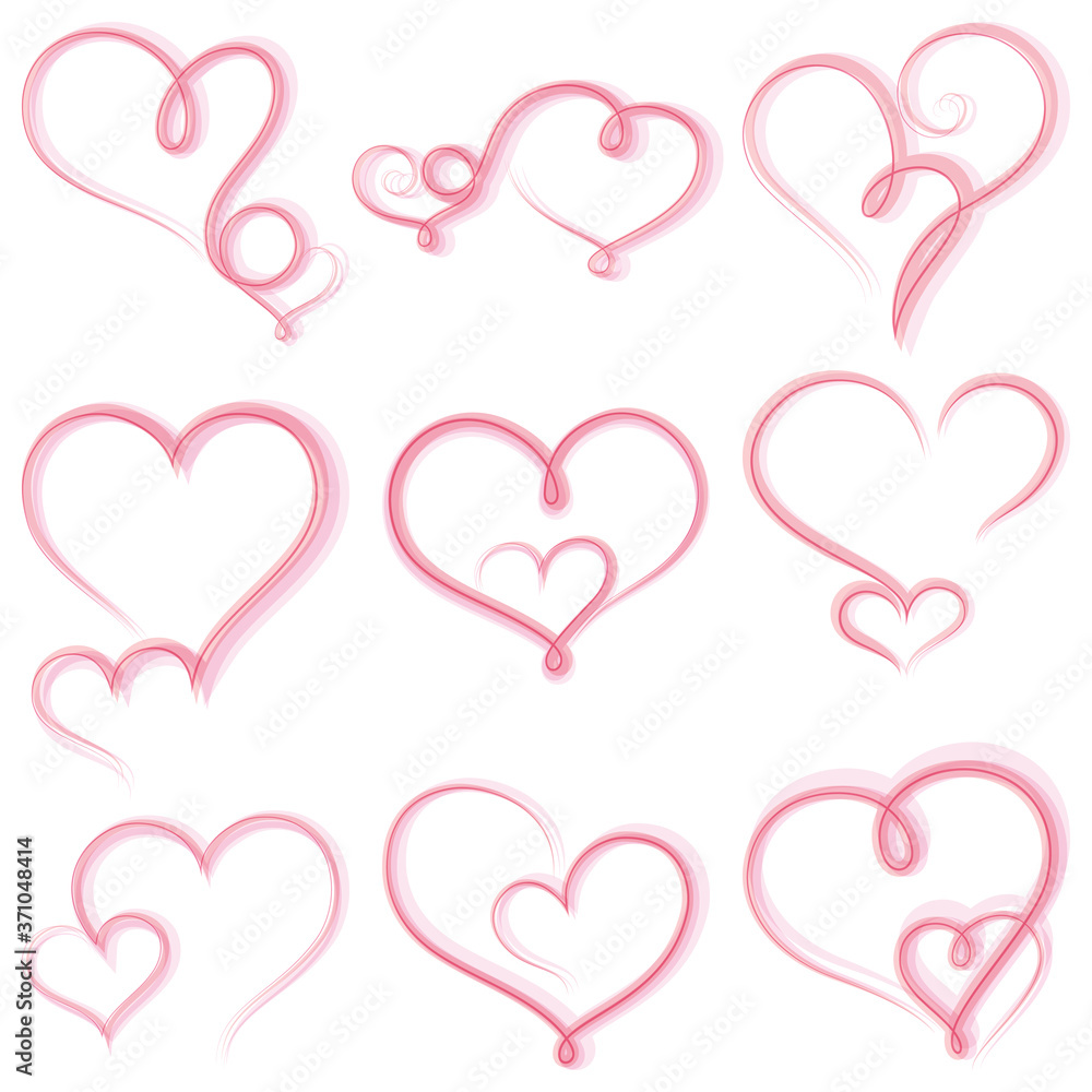 Set of hearts on white background.Vector