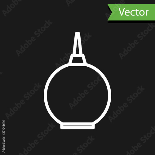 White line Enema icon isolated on black background. Enema with a plastic tip. Medical pear. Vector Illustration.