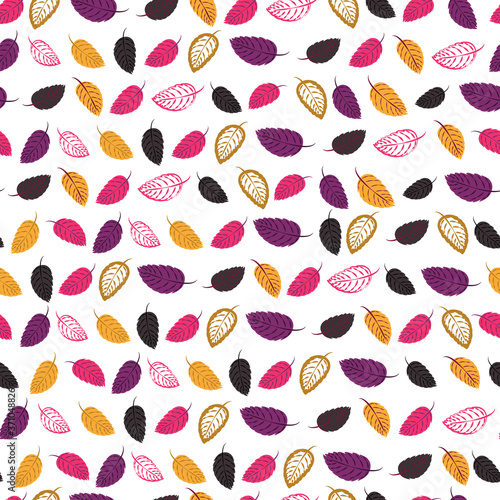 Autumn leaf fall seamless pattern. Stylized background for window dressing during the autumn sale, background for printing postcards, packaging, labels. Vector graphics.