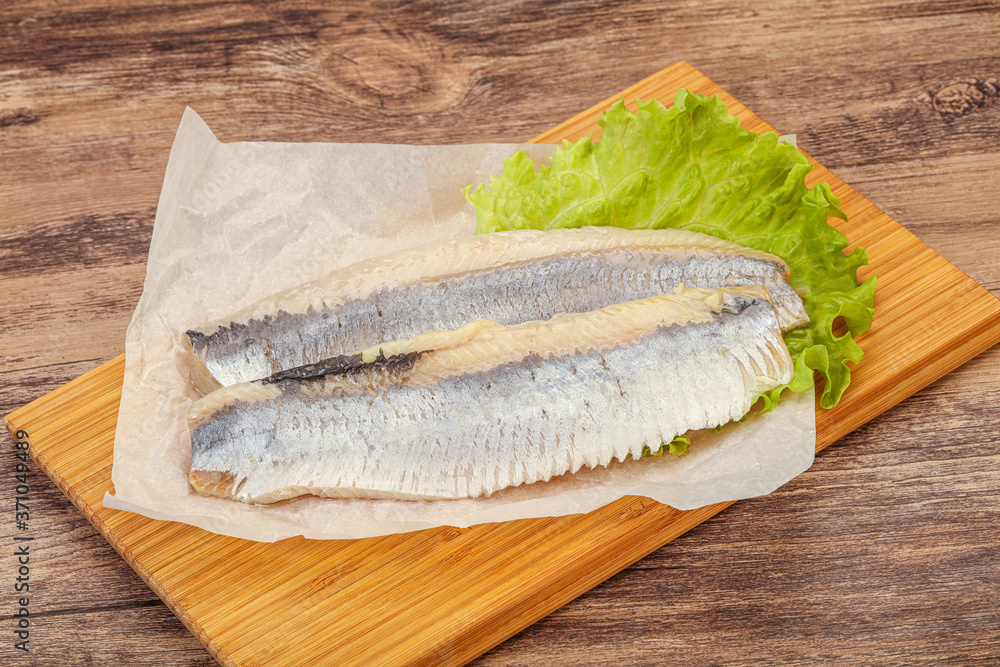 Herring fillet with salad leaves Herring fillet with salad leaves