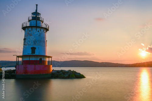 Peaceful sunset over Sleepy Hollow Lighthouse located in New York State's Hudson Valley. Town known for the setting of Washington Irving's "The Legend of Sleepy Hollow"