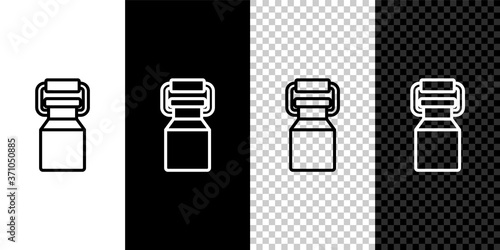 Set line Can container for milk icon isolated on black and white background. Vector.