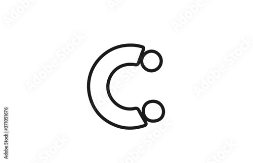 alphabet C letter logo icon with line. Black and white design for company and business