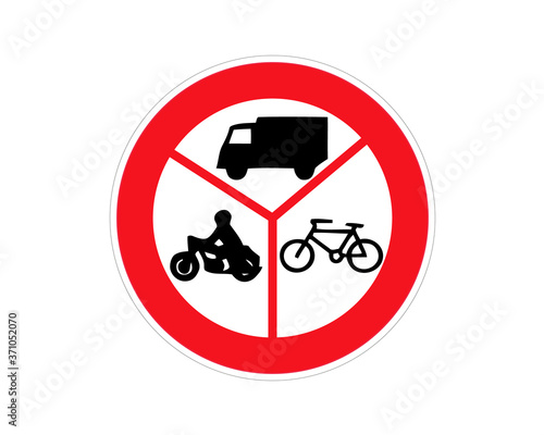 Road sign no entry of marked vehicles. Vector illustration.