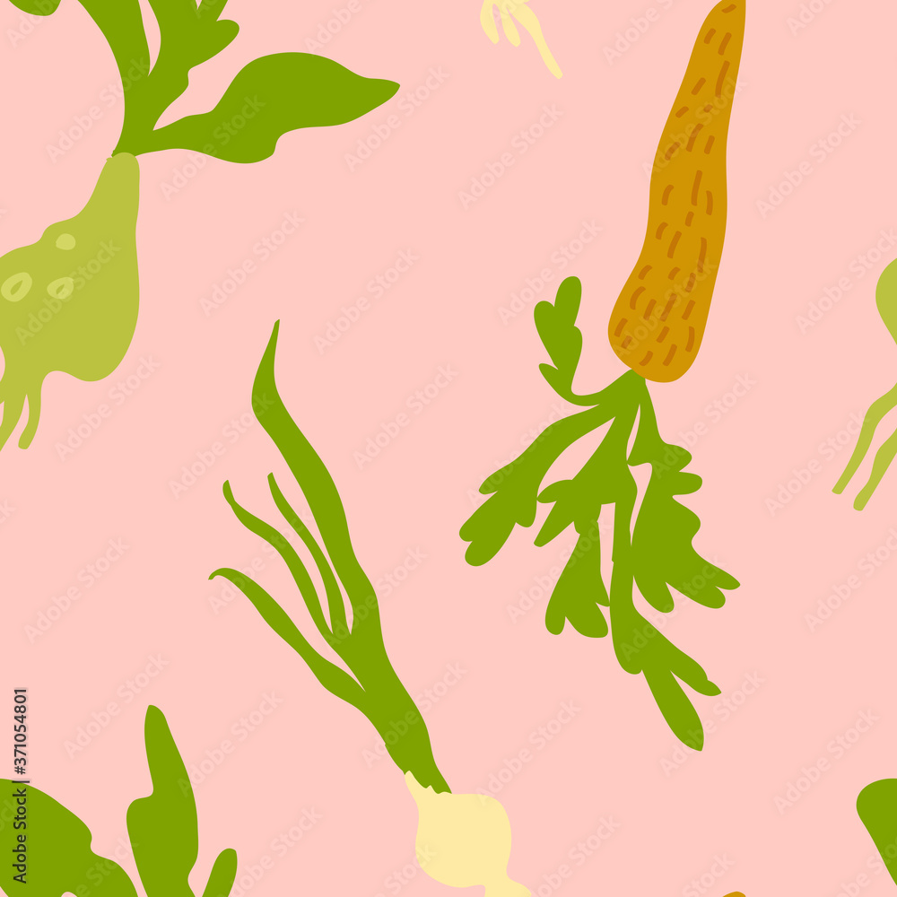 Turnip, carrot and green onion pattern