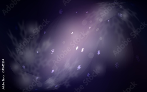 Dark Purple vector layout with bright snowflakes. Decorative shining illustration with snow on abstract template. New year design for your ad, poster, banner. © smaria2015