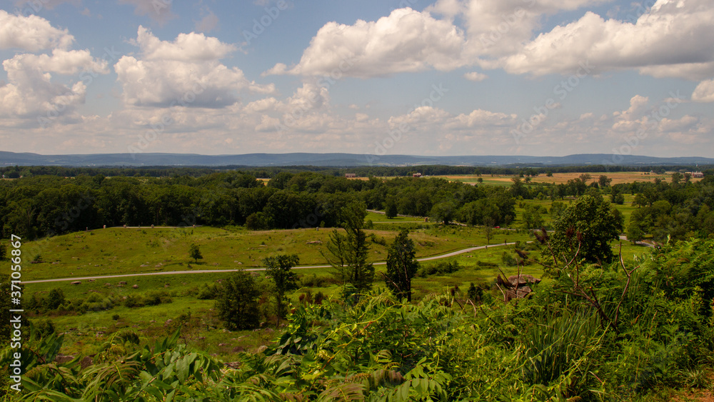 Scenic view of a valley in Gettysburg