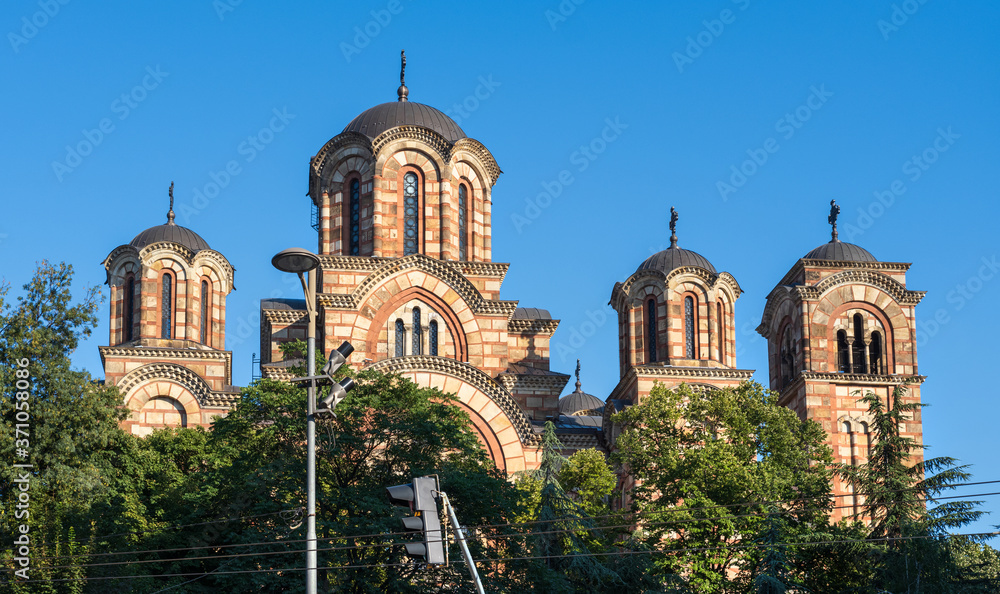 Fototapeta premium Serbian Orthodox St. Mark's Church (Church of St. Mark) in Belgrade, Serbia. It was built in the Serbo-Byzantine style, completed in 1940, on the site of a previous church dating to 1835.
