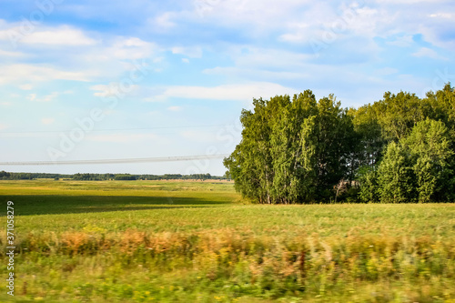 Beautiful landscape in Russia. The field goes to the horizon.