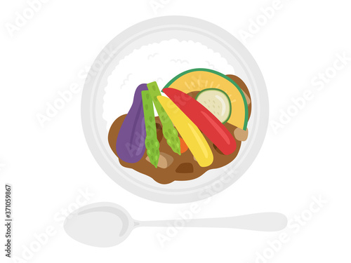 野菜カレーライスのイラスト
