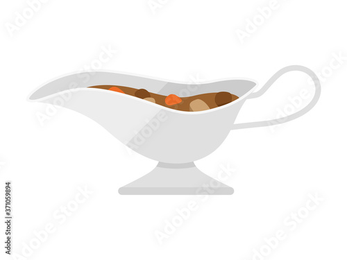 グレイビーボートに入ったカレーのイラスト