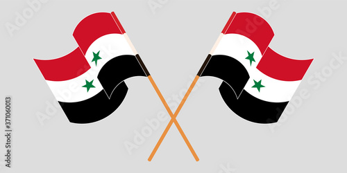 Crossed and waving flags of Syria