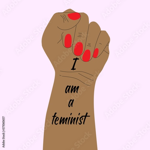 trendy poster with i am a feminist for print design. Typography poster. Social movement quote. Motivational poster. Slogan, inspirational, motivation quote.