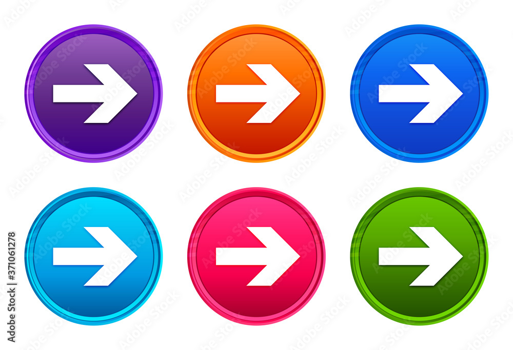 Next arrow icon luxury bright round button set 6 color vector Next arrow icon luxury bright round button set 6 color vector