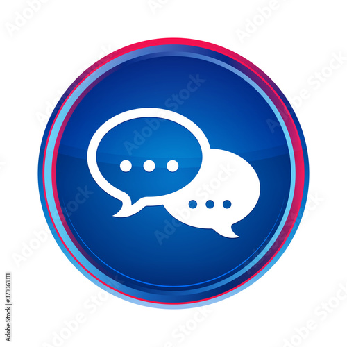 Talk bubble icon silky blue round button aqua design illustration