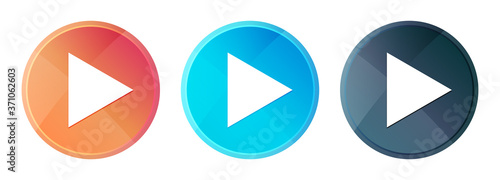 Play icon steam mist round button set shiny illustration