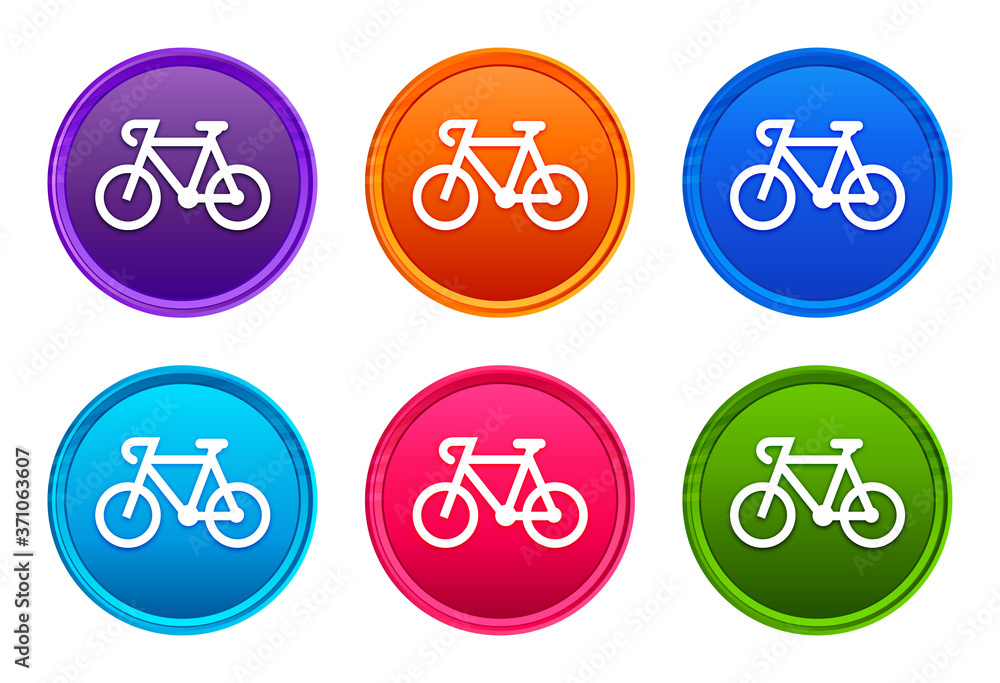 Bicycle icon luxury bright round button set 6 color vector Bicycle icon luxury bright round button set 6 color vector