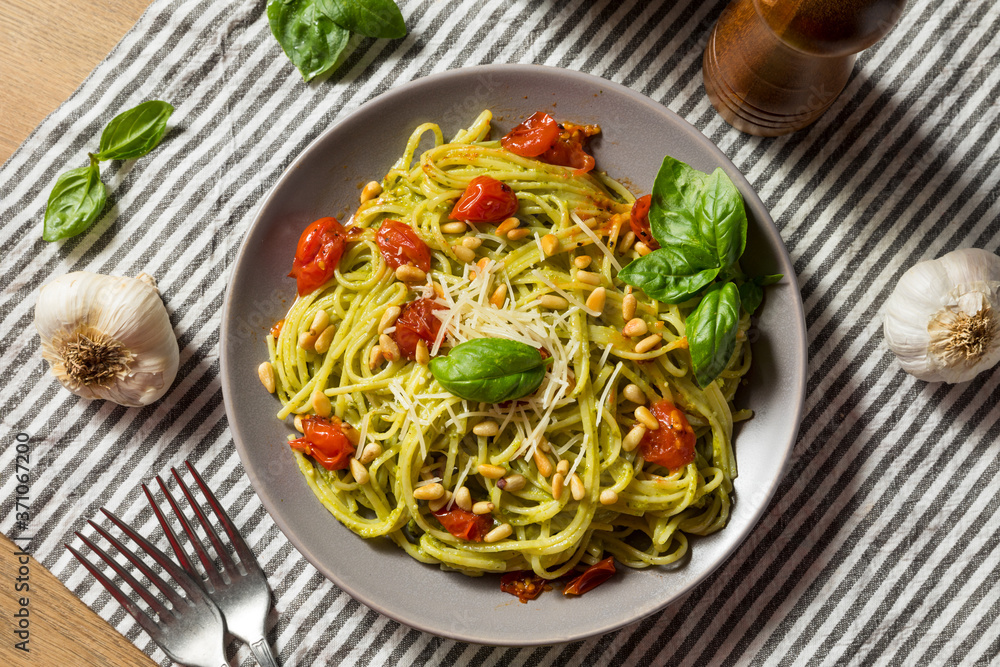 Healthy Homemade Basil Pesto Pasta