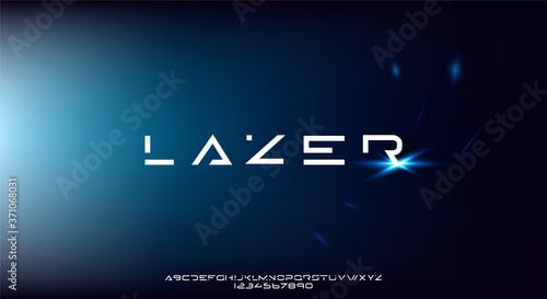 Lazer, an Abstract modern minimalist geometric futuristic alphabet font. digital space typography vector illustration design