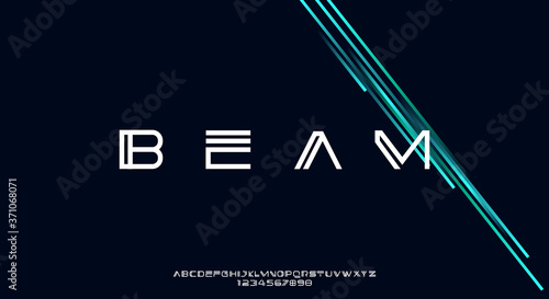 Beam, an Abstract modern minimalist geometric futuristic alphabet font. digital space typography vector illustration design