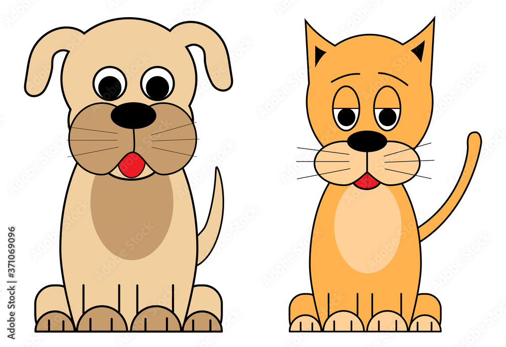 Naklejka premium Dog and Cat Vector illustration