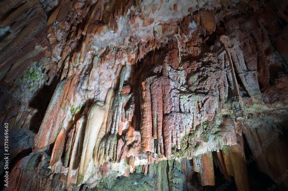Rock outcrop of the Drogarati Cave, Kefalonia, Greece