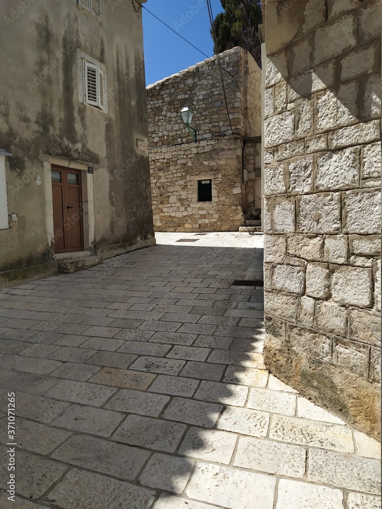 Old streets in Rab city, Dalmatia, Craotia