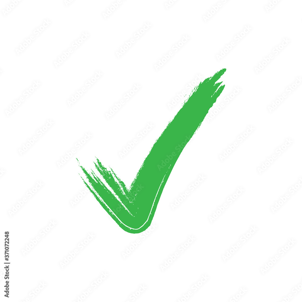 Dirty grunge hand drawn with brush strokes tick v vector illustration isolated on white background. Mark graphic design. Check mark symbol tick YES button for vote in check box, web, etc. Dirty grunge hand drawn with brush strokes tick v vector illustration isolated on white background. Mark graphic design. Check mark symbol tick YES button for vote in check box, web, etc.