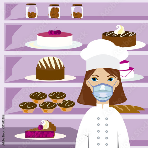 pastry chef wearing protective mask