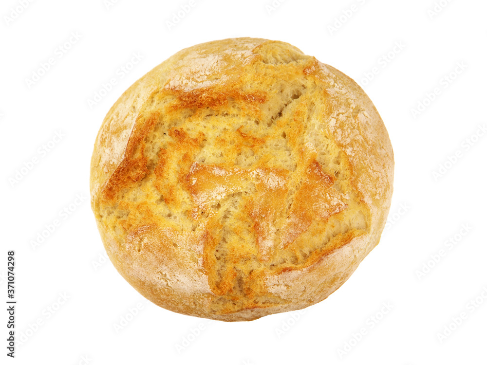Single fresh small round bread isolated on white
Single fresh small round bread isolated on white