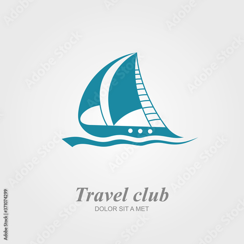 Travel Club Abstract Logo vector design element template, Creative concept logotype yacht swim in the ocean, Vector illustration Eps 10