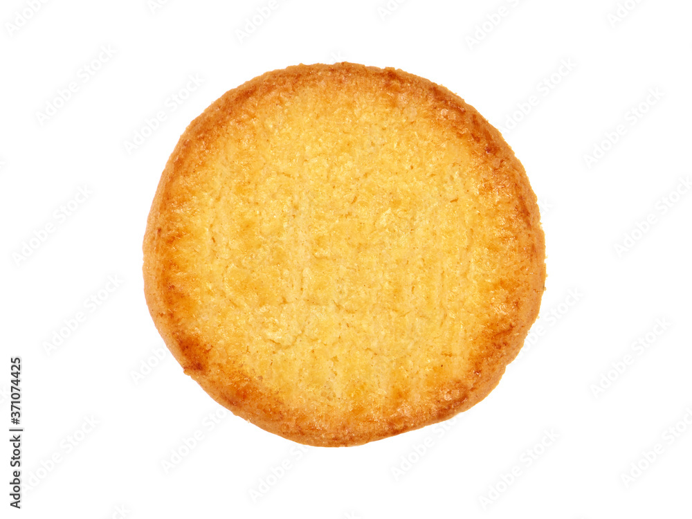 Single butter crisp biscuit isolated on white Single butter crisp biscuit isolated on white