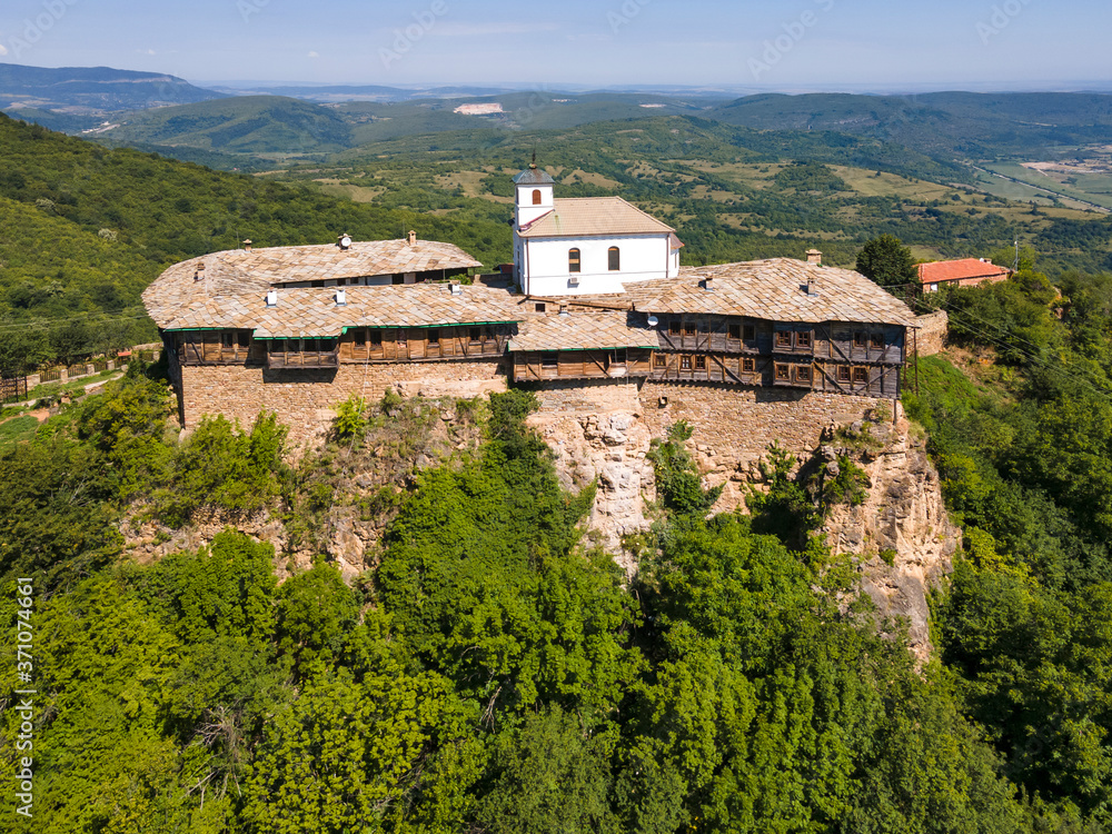 Aerial view of Medieval Glozhene Monastery, Bulgaria