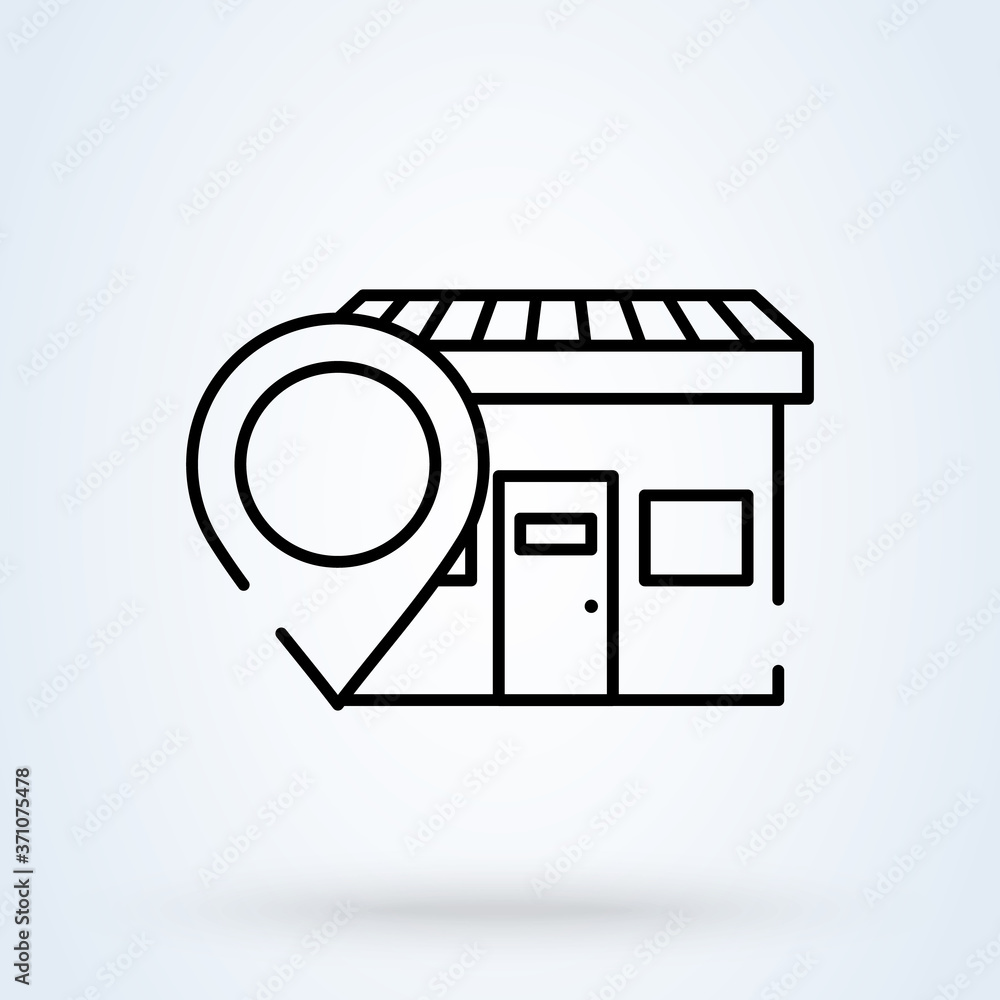 The best location pin of the store location. Icon location of the icon image of the best Shop in the city. Linear style vector illustration The best location pin of the store location. Icon location of the icon image of the best Shop in the city. Linear style vector illustration
