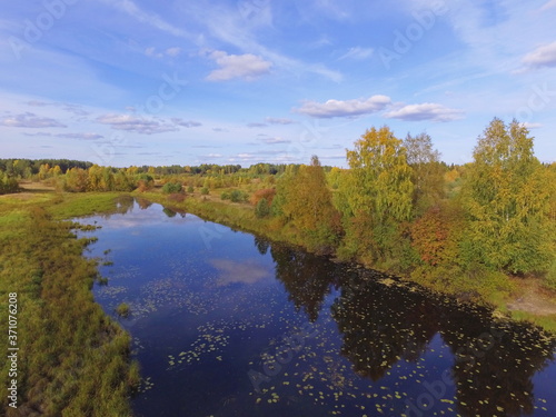 Autumn trees on the Bank of Staritsa in the Vychegda river valley, Komi Republic, Russia photo