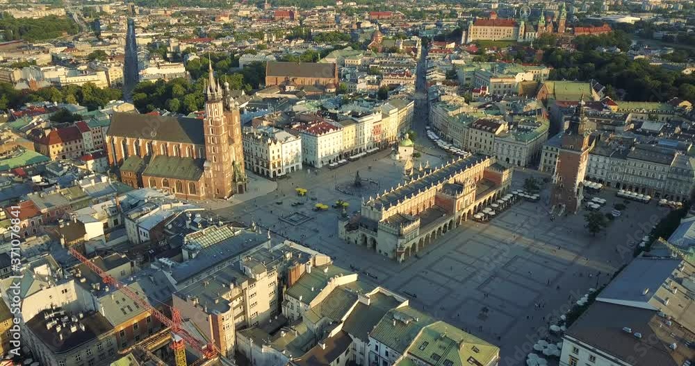 Krakow, the Old Town. Market at sunset Krakow, the Old Town. Market at sunset