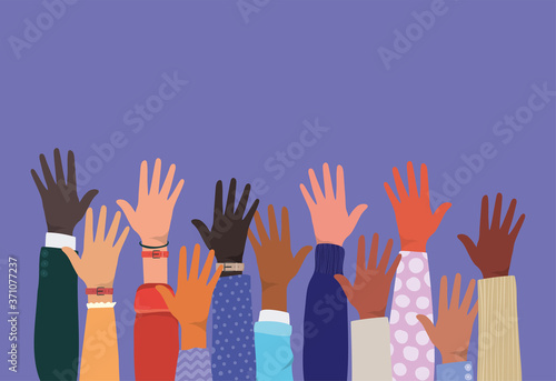 diversity of open hands up design, people multiethnic race and community theme Vector illustration