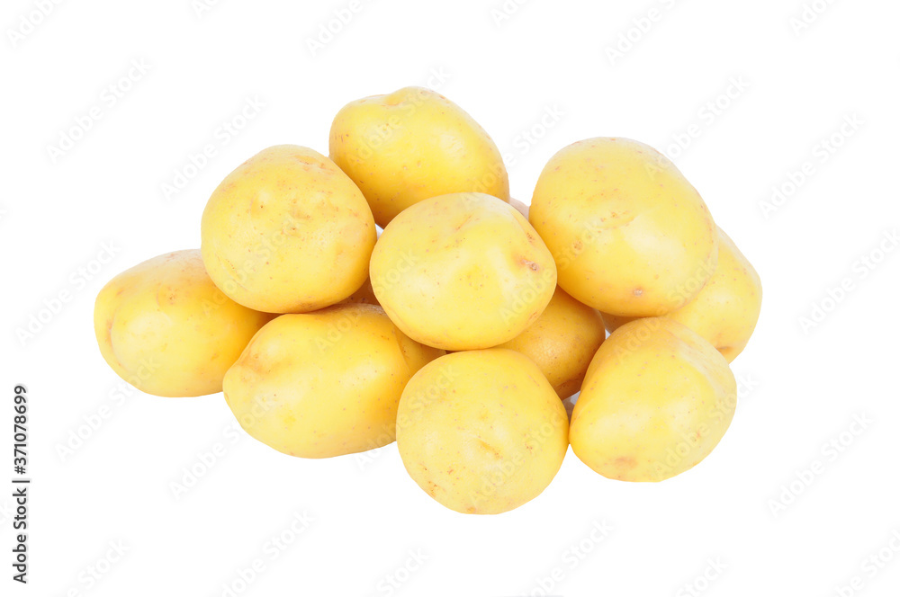 A pile of White Potatoes isolated on white.