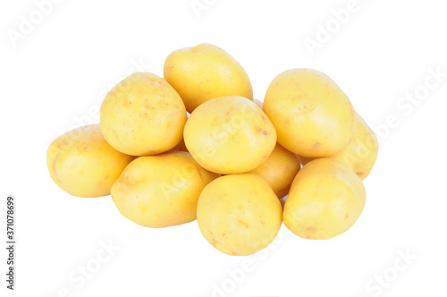 A pile of White Potatoes isolated on white.