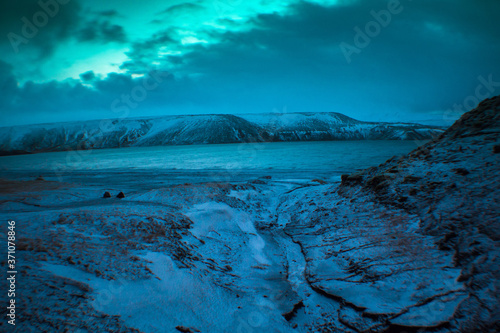 Iceland blue road winter snow