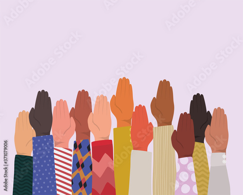 diversity of open hands up design, people multiethnic race and community theme Vector illustration