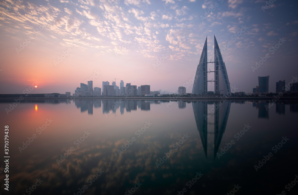 A beautiful view of Bahrain skyline during sunrise