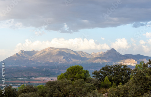 Panoramic view of Sierra Harana in Granada from a viewpoint of Sierra Elvira at sunset © Miguel Ángel RM