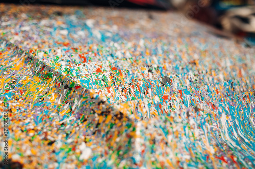 Multicolored car paint close up