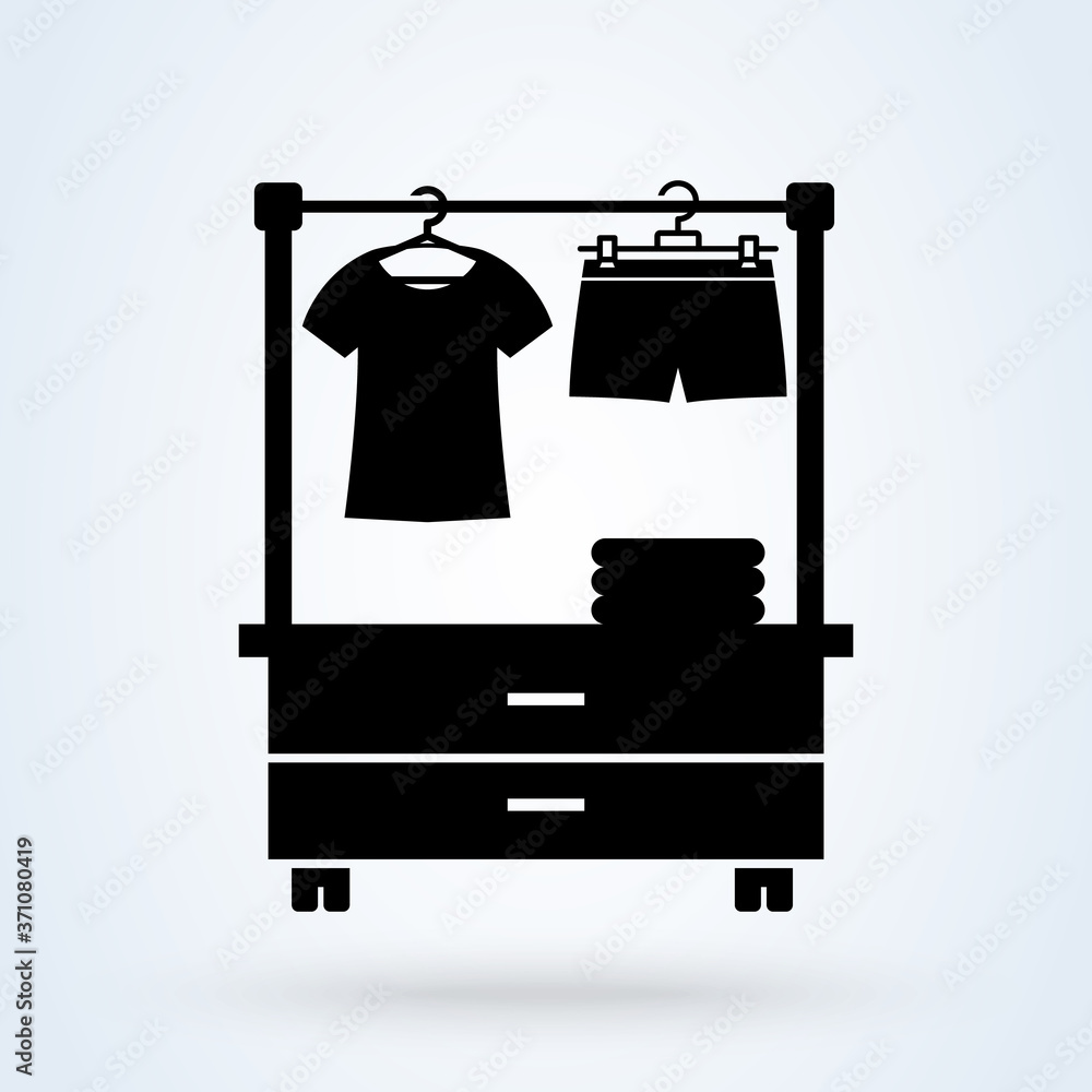 Clothing rail with hangers. Editable thin stroke clothes rack icon. flat style trend modern design illustration Clothing rail with hangers. Editable thin stroke clothes rack icon. flat style trend modern design illustration