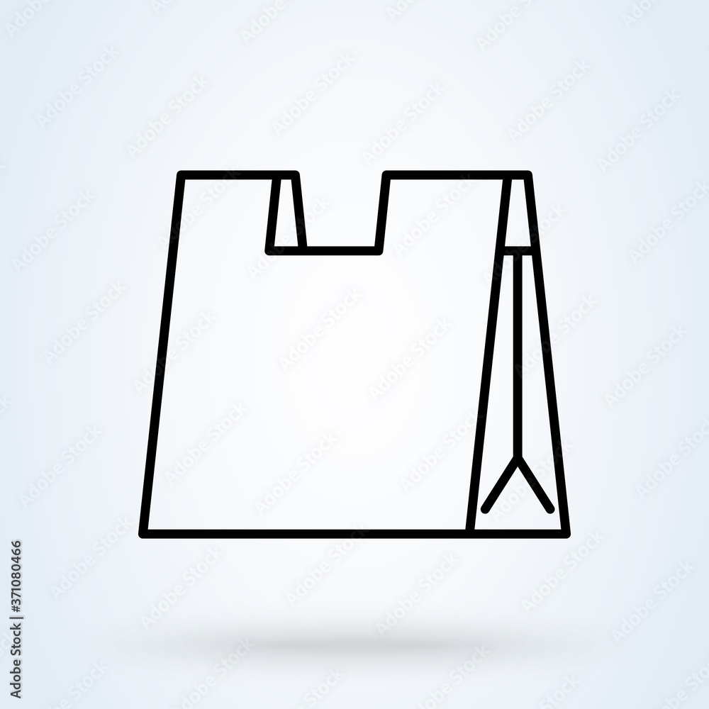 Paper market bag or Shopping bag illustration. linear style Grocery bag icon. Paper market bag or Shopping bag illustration. linear style Grocery bag icon.